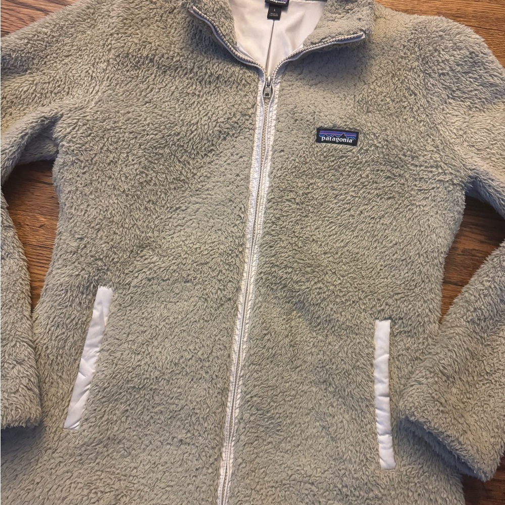 #688 Patagonia Los Gatos Fleece Jacket Women's LARGE 16 High Pile Boa Beige - Picture 3 of 12